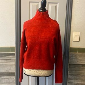 Express Red Short Turtleneck Sweater in XS